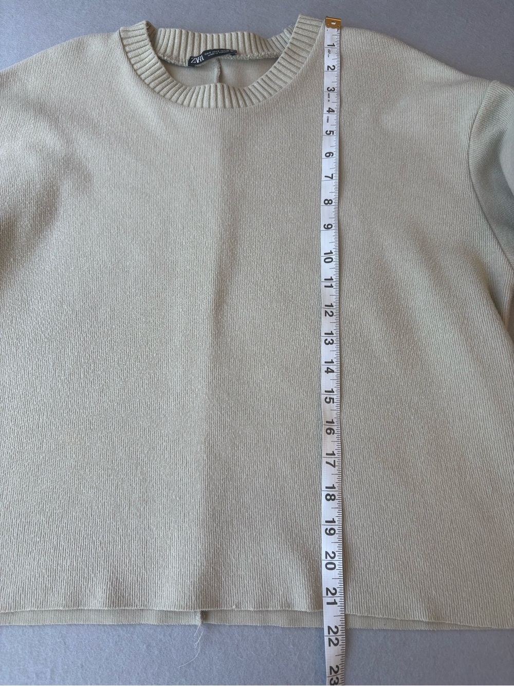 Zara Cropped Crewneck Women's Sweater Sweatshirt in Soft Sage Cream Sz S - Picture 3 of 5
